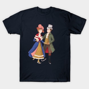 Vintage inspired couple skiing anime style T-Shirt